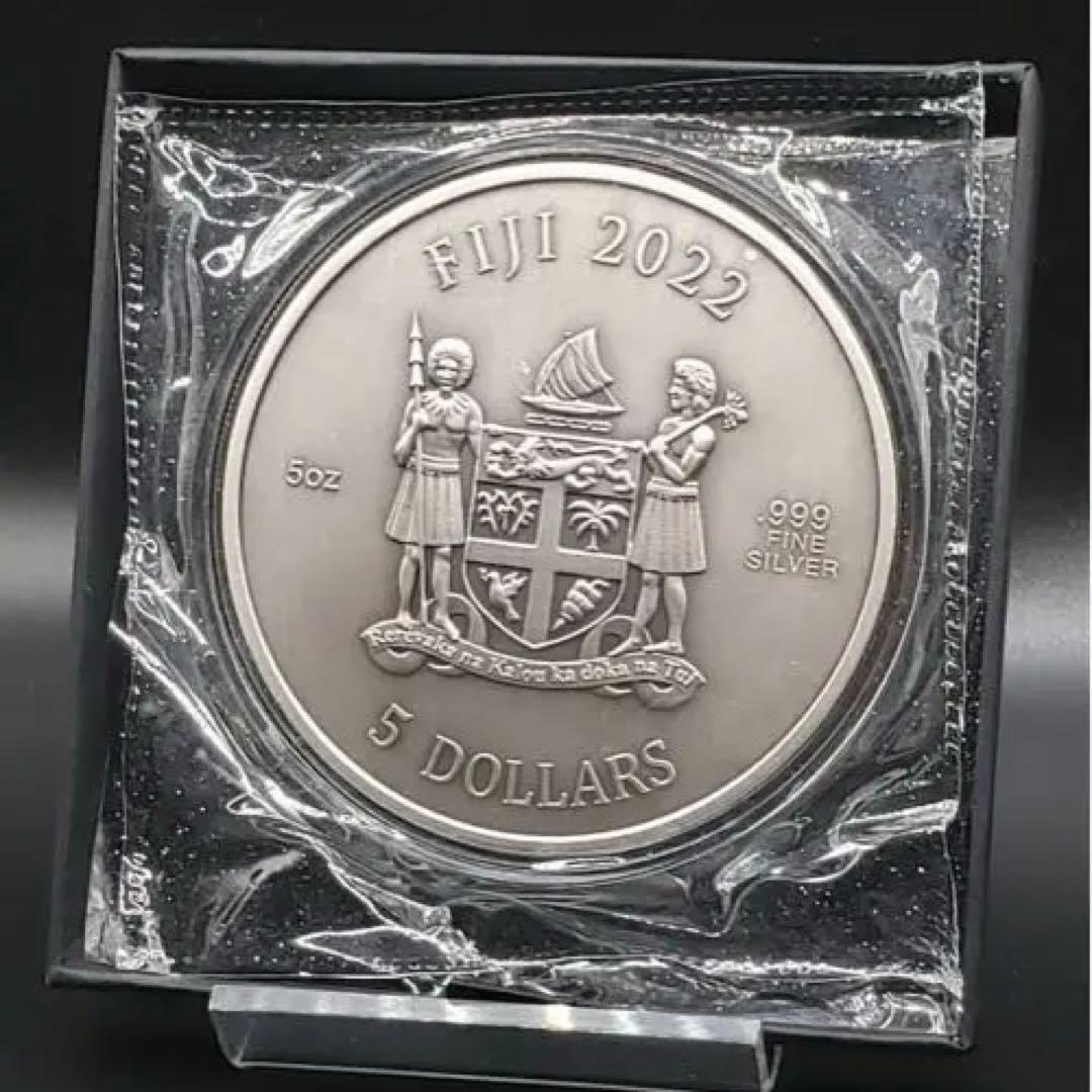 5オンス アンティーク2022年 フィジー 5ドル 猫銀貨 限定500枚