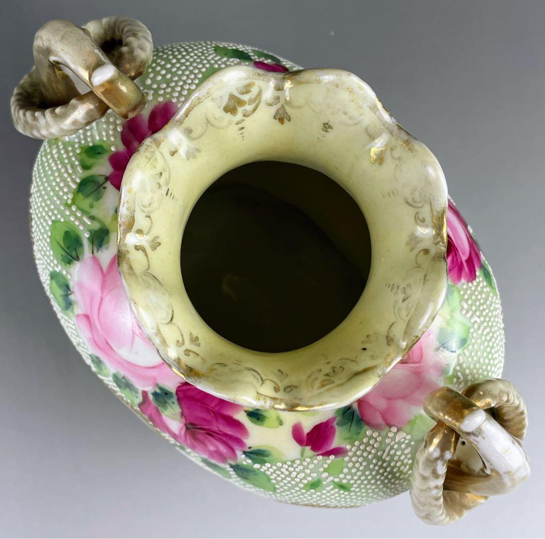 美品】オールドニッポン アールヌーボー 薔薇紋 金盛り 花瓶