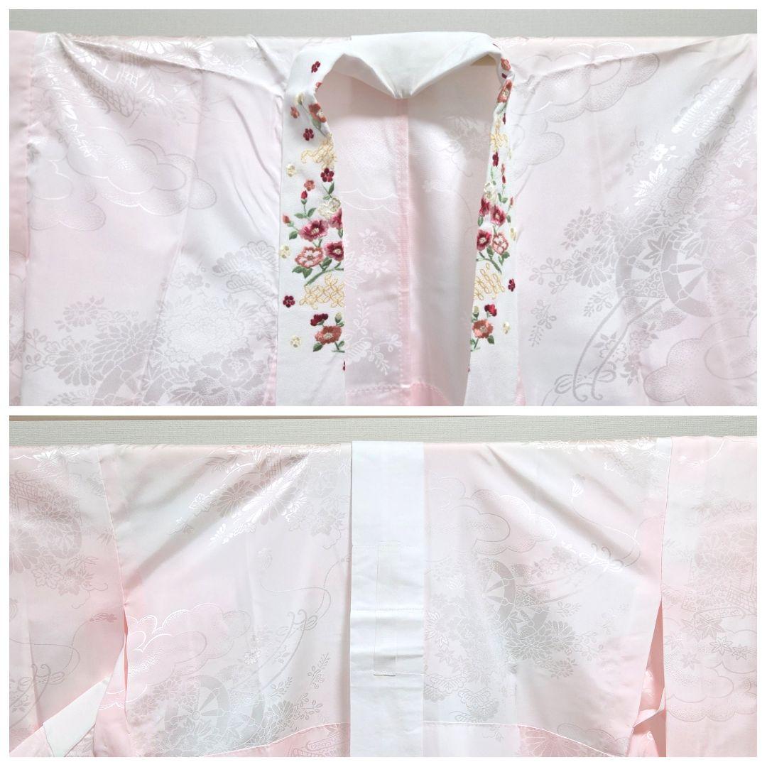 AI 美品 振袖フルセット 雪輪に桜 青 金駒刺繍 金彩 正絹 帯・