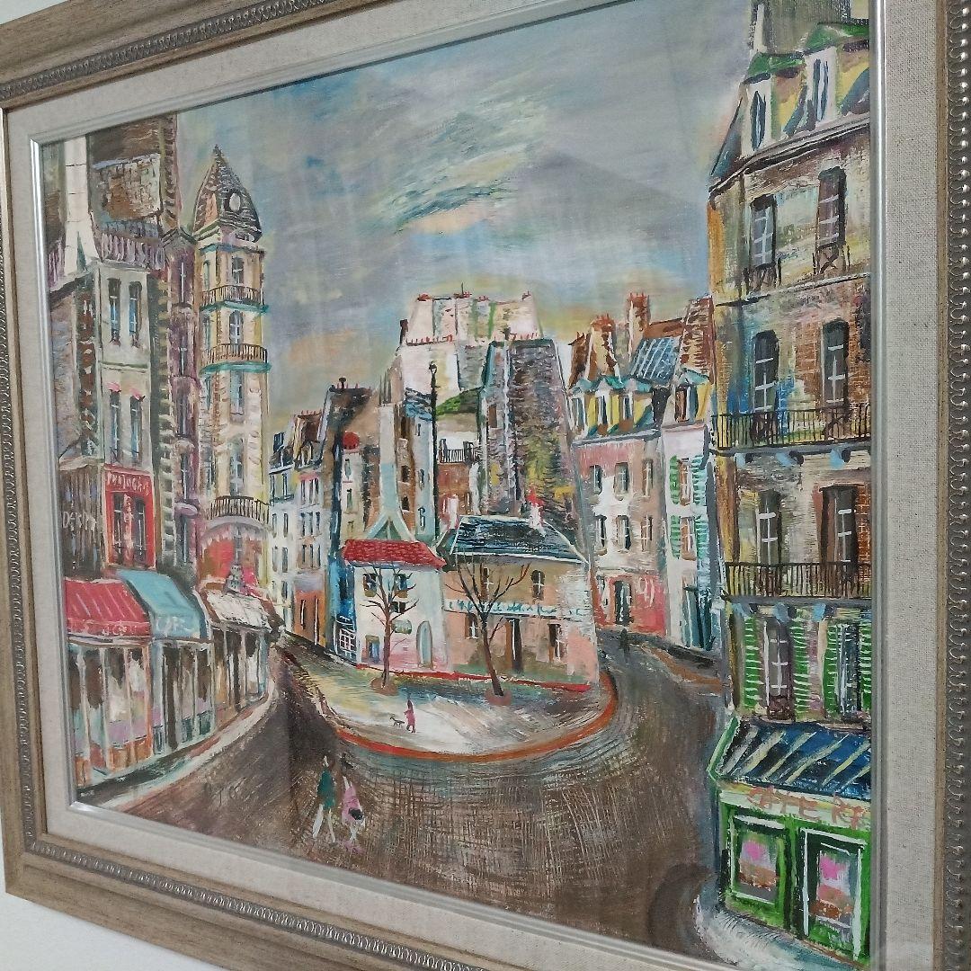 小澤勇寿郎　サン・タンドレ・デザール広場　美品の油絵