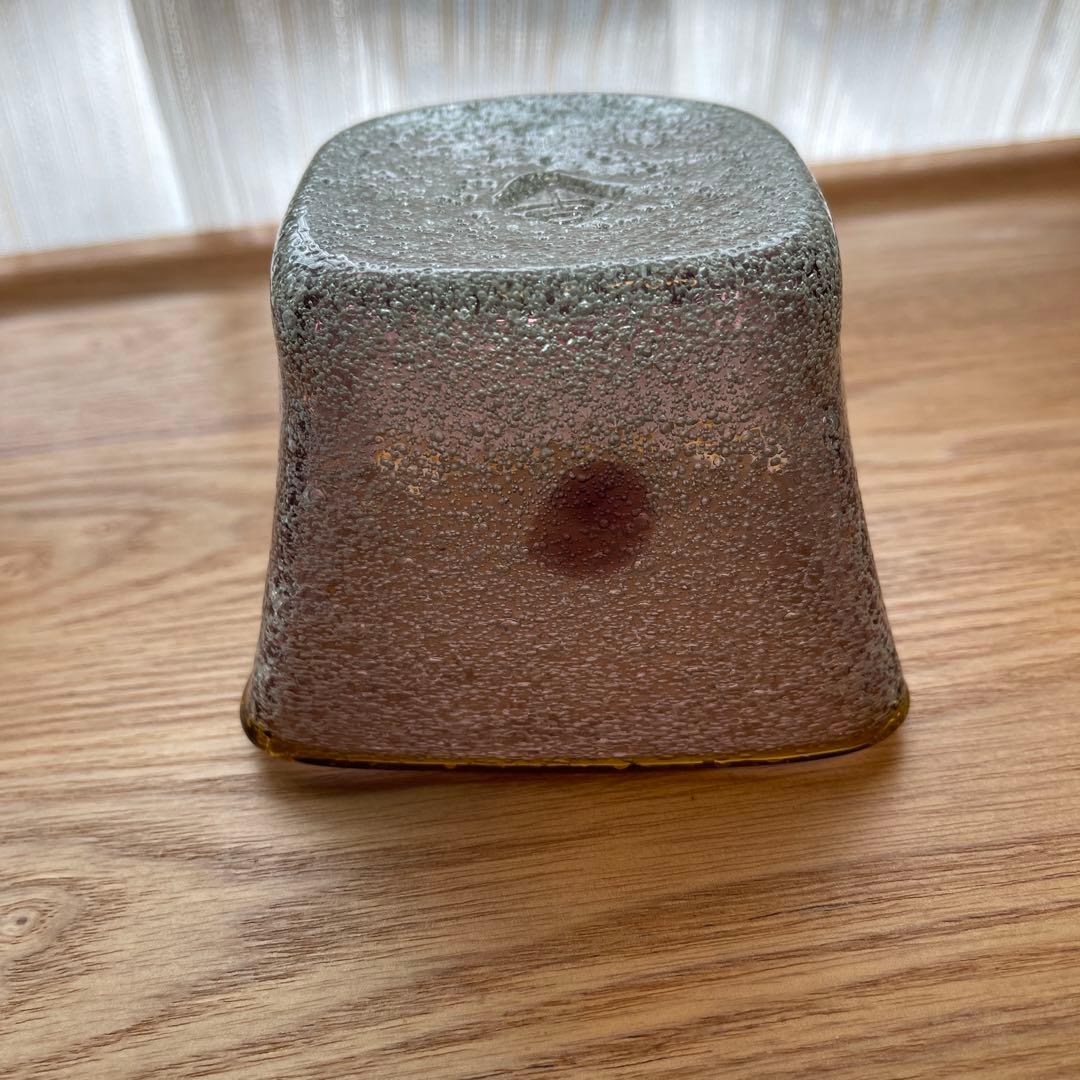 琉球ガラス 現代の名工 稲嶺盛吉 四角 向付 小鉢 泡ガラス