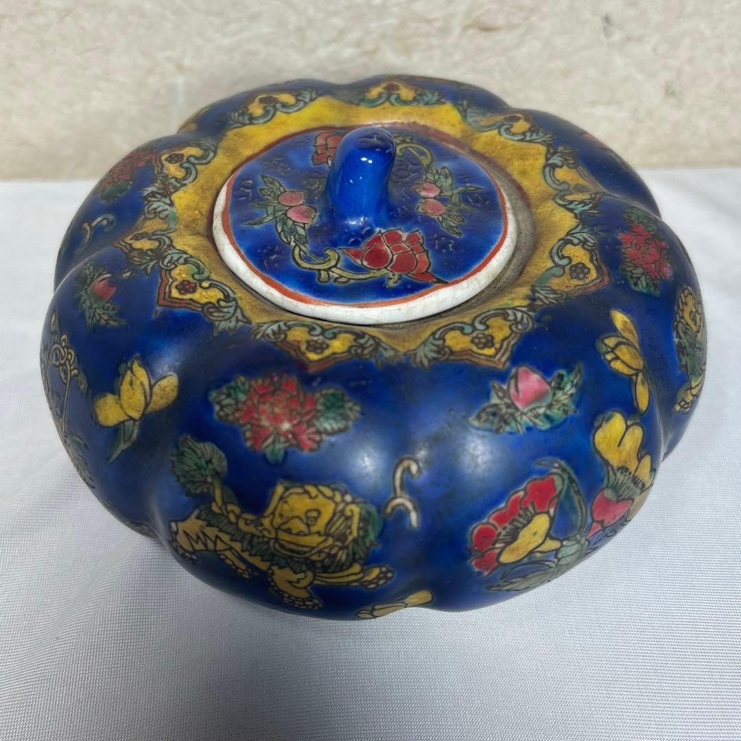 中国美術品 古玩 大清道光年製在銘 粉彩麒麟 獅子図