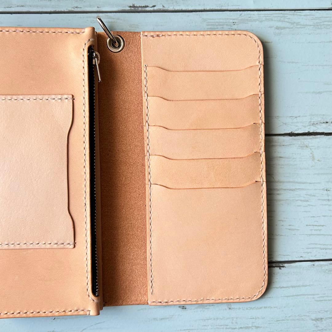 長財布　トラッカーウォレット　バイカーズウォレット　牛革　ハンドメイド　タイプB