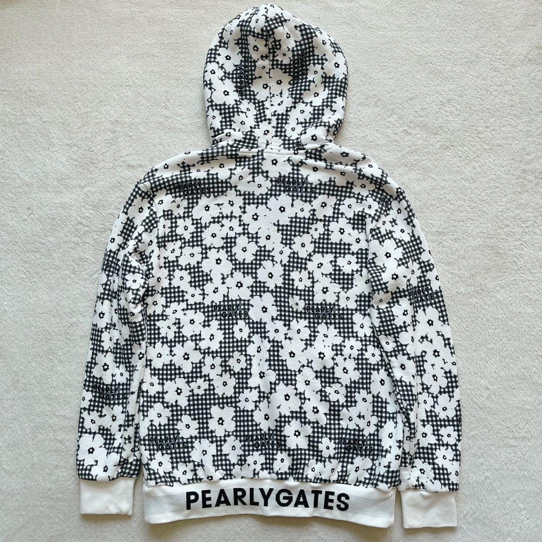 美品　パーリーゲイツ セットアップ　パーカー　スカート　チェック　花柄　裏毛