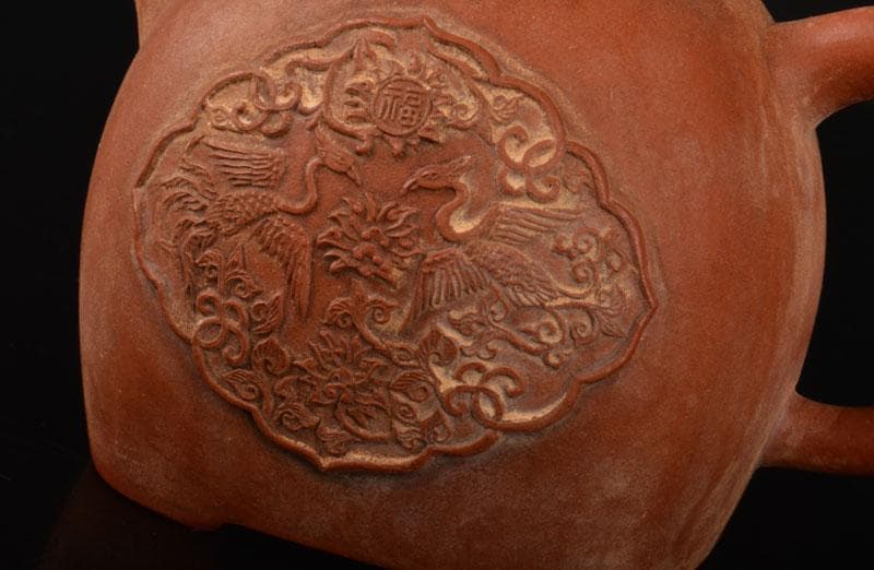 中国　光緒御製　鳳凰文　紫砂　朱泥　急須　茶壷　D　R5439E