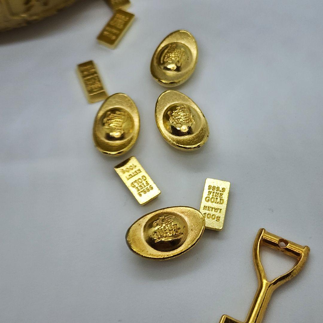 金運爆上げ】真鍮製 開運風水アイテム一式／元宝・金塊・銭・そろばん