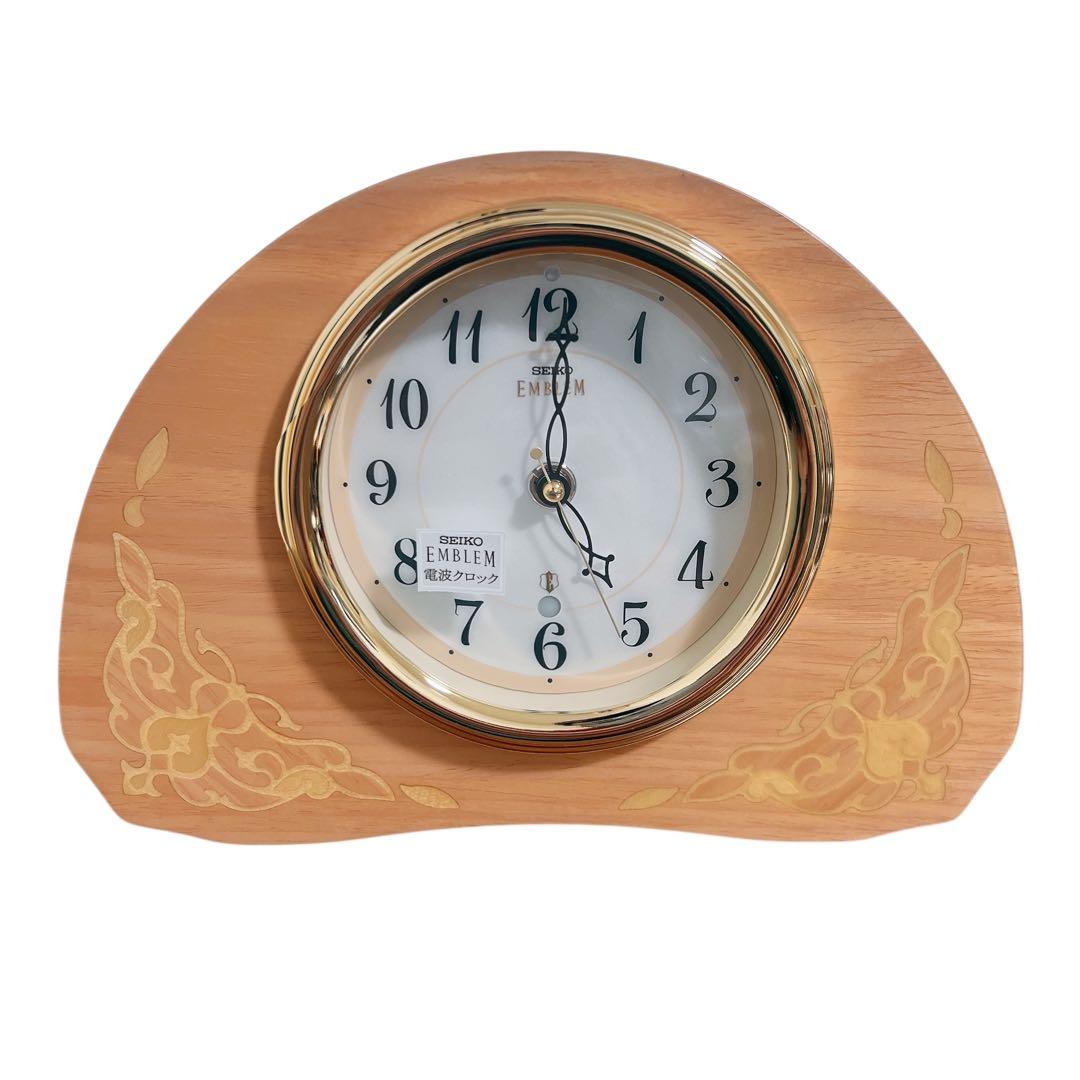 SEIKO EMBLEM 高級電波置時計 HW547P 電波クロック オニキス枠 SEIKO
