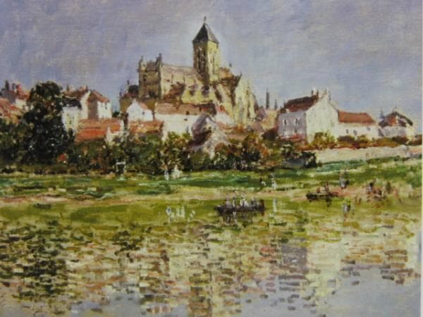 クロード・モネ、「ヴェトゥイユの協会」、希少な画集より、新品高級額・額装付