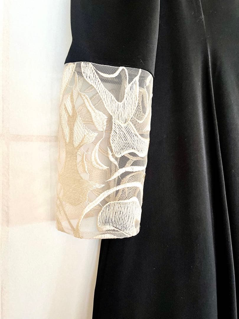 【一度のみ着用】etoll. バック刺繍 フレアドレス パーティー オケージョン