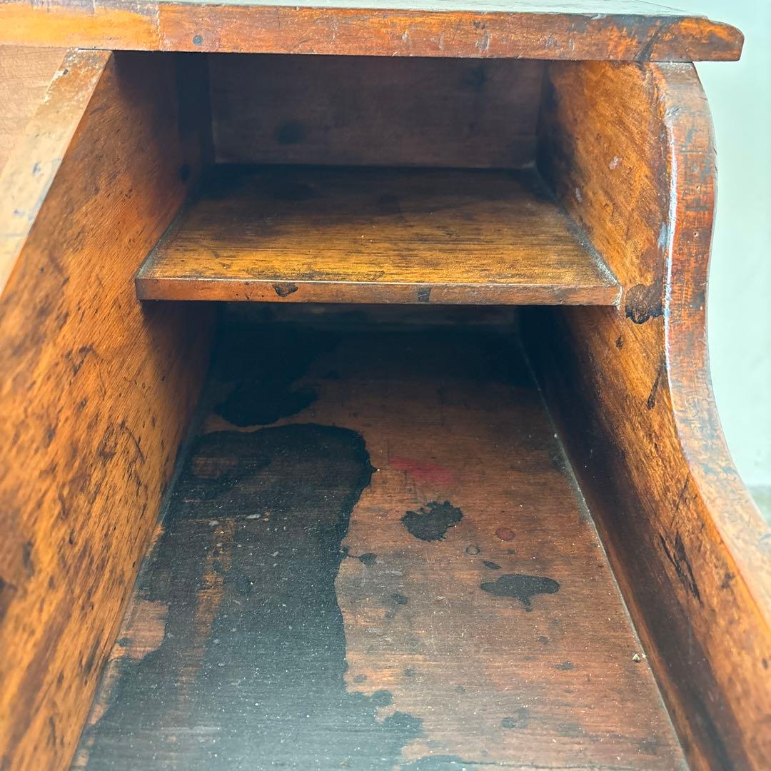 帳場机 古い引き出しと収納付きのテーブル 展示台 ライティングビューロー