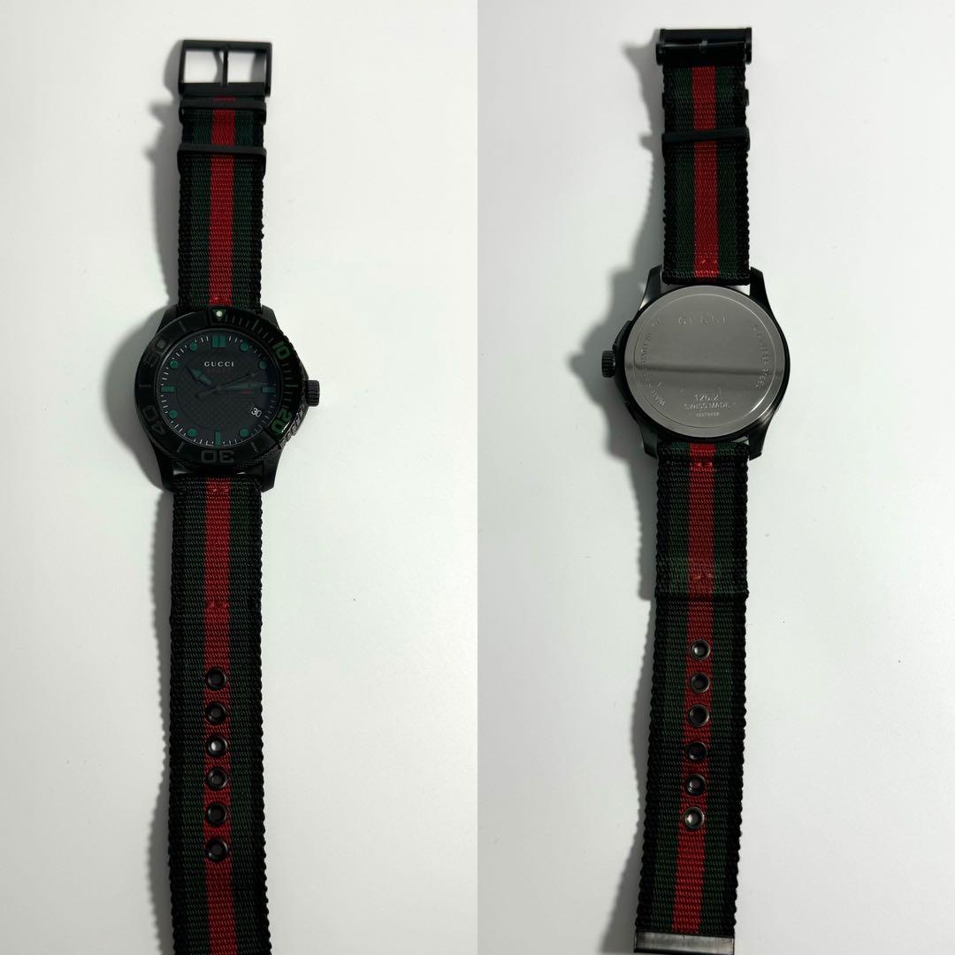 稼動 GUCCI 腕時計 Gタイムレス 126.2 ブラック シェリーライン 黒