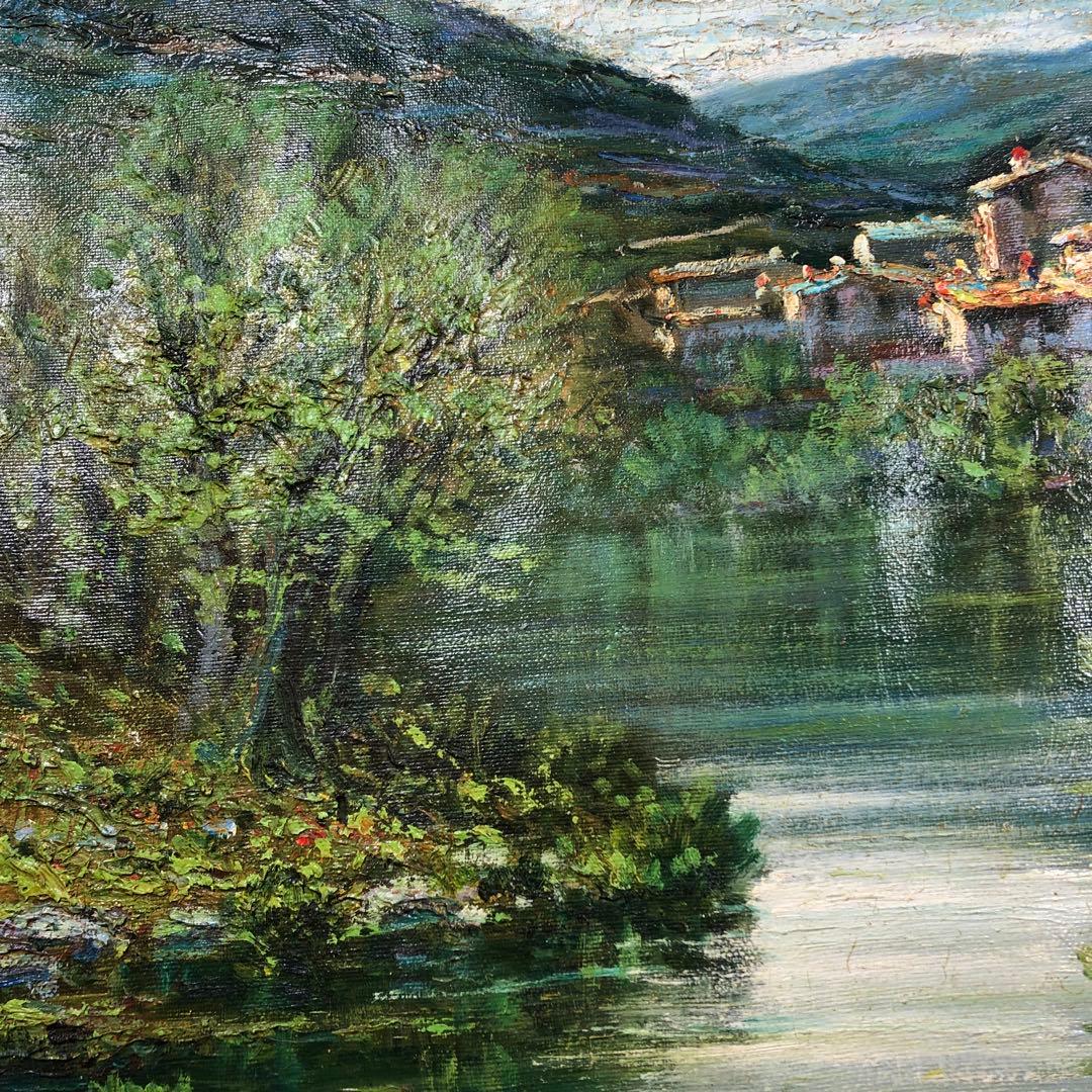 マリオ・ディ・マルティーノ　「カンターラの村」 油彩画　木枠無し　キャンバスのみ