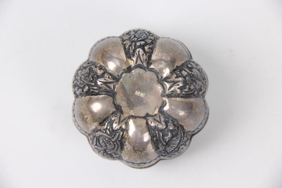 瓜形香合 龍鳳文 Silver925 落款 銀 重さ57.3g Eo15-1