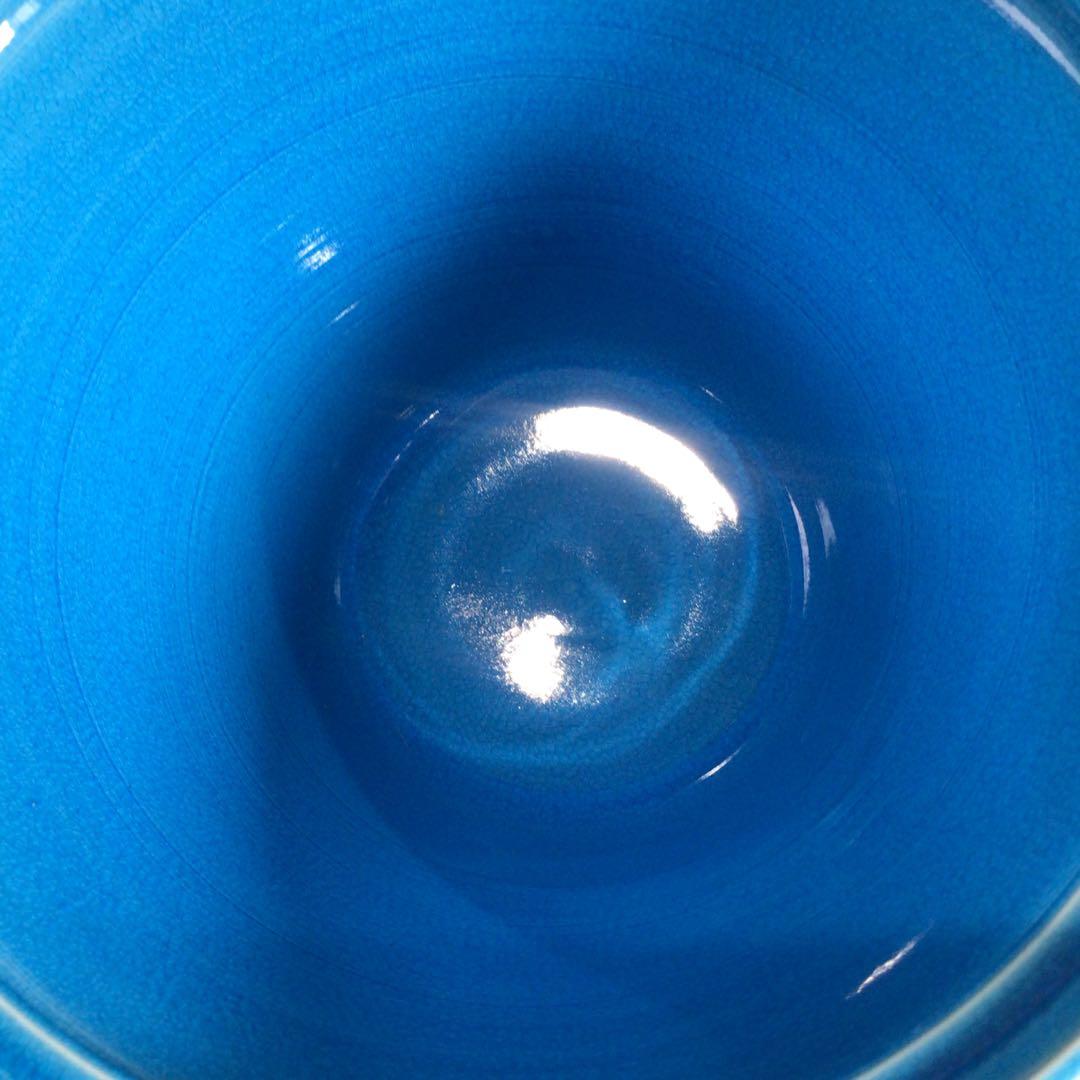 Ｐ３５４　水指　『御室窯造』『浅黄交趾』『末広水指』　共箱　茶道具