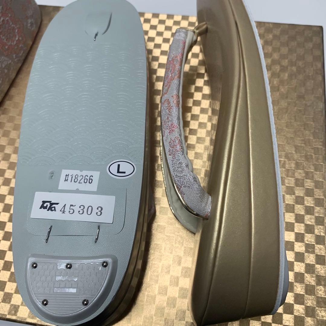 happyhappy8◆231◆和装用バッグと草履のセット（ピンク・金色）