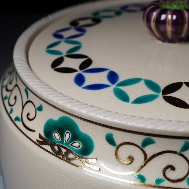 手塚充仁清写花丸の絵水指鵬雲斎宗匠御書付共箱裏千家茶道具京焼