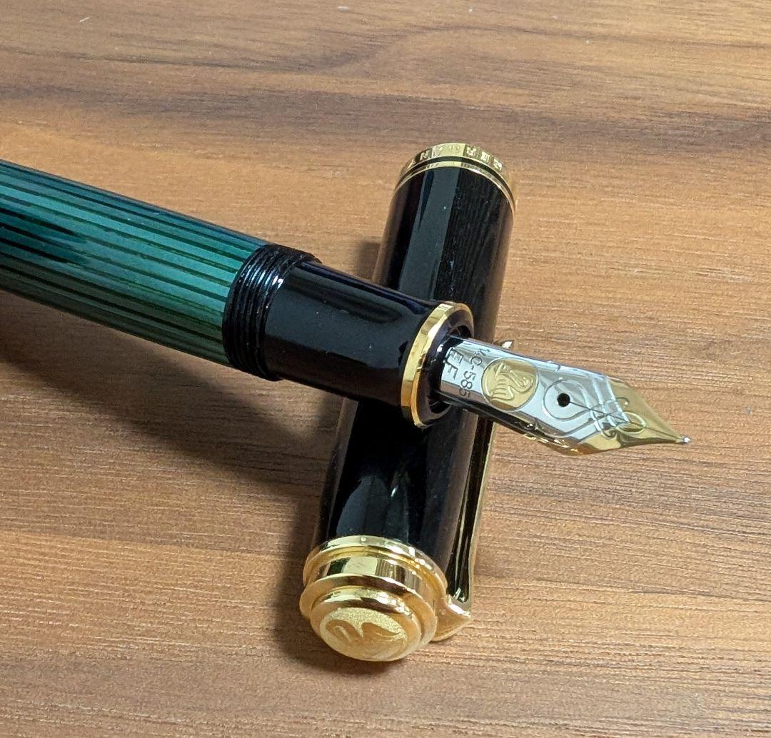 ペリカン 万年筆 スーべレーン M600 緑縞 EF 4001インク付き - DANSE