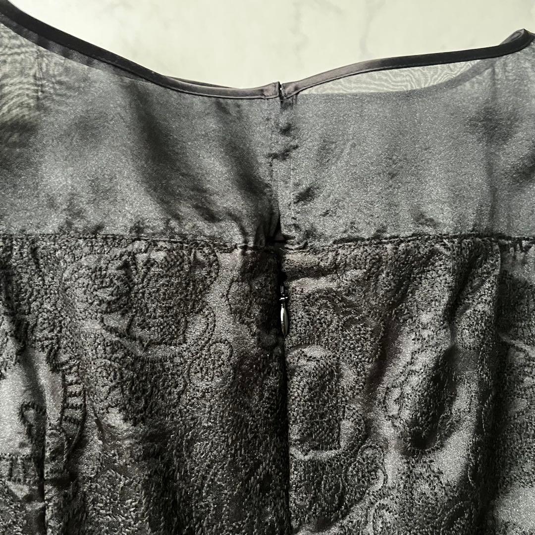 美品 セルフォード 総レース ロング ワンピース フレア シアー 黒 M 38