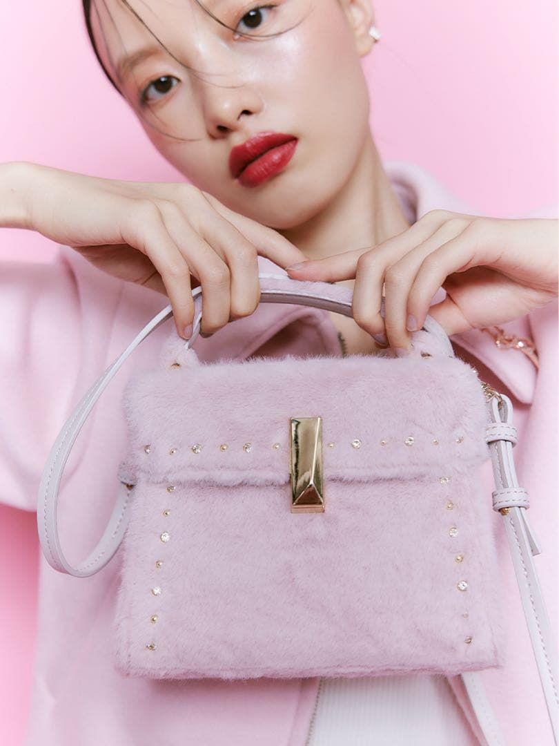 CELFORD ビジュースタッズファーポシェット PNK