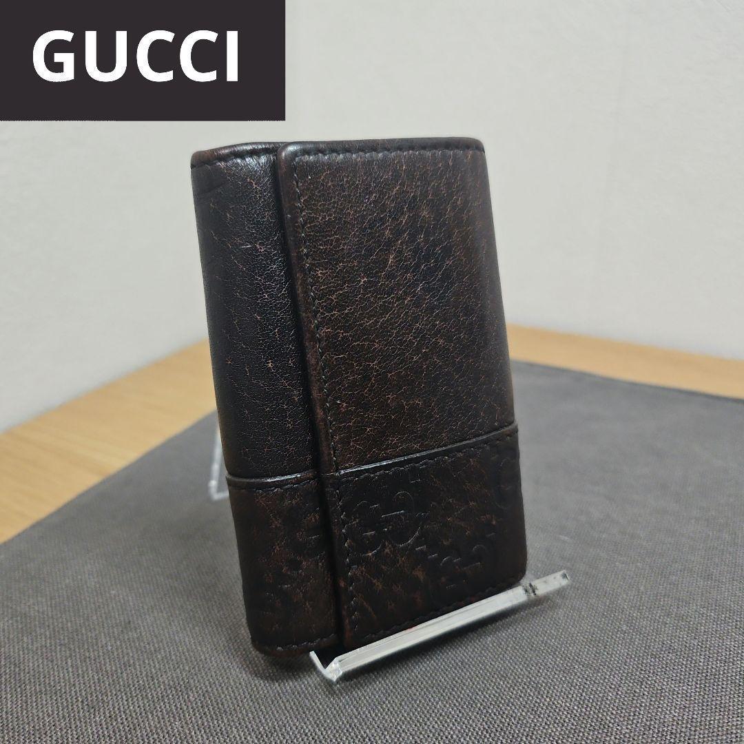希少 GUCCI グッチ グッチシマ レザー ブラウン 6連キーケース - メルカリ