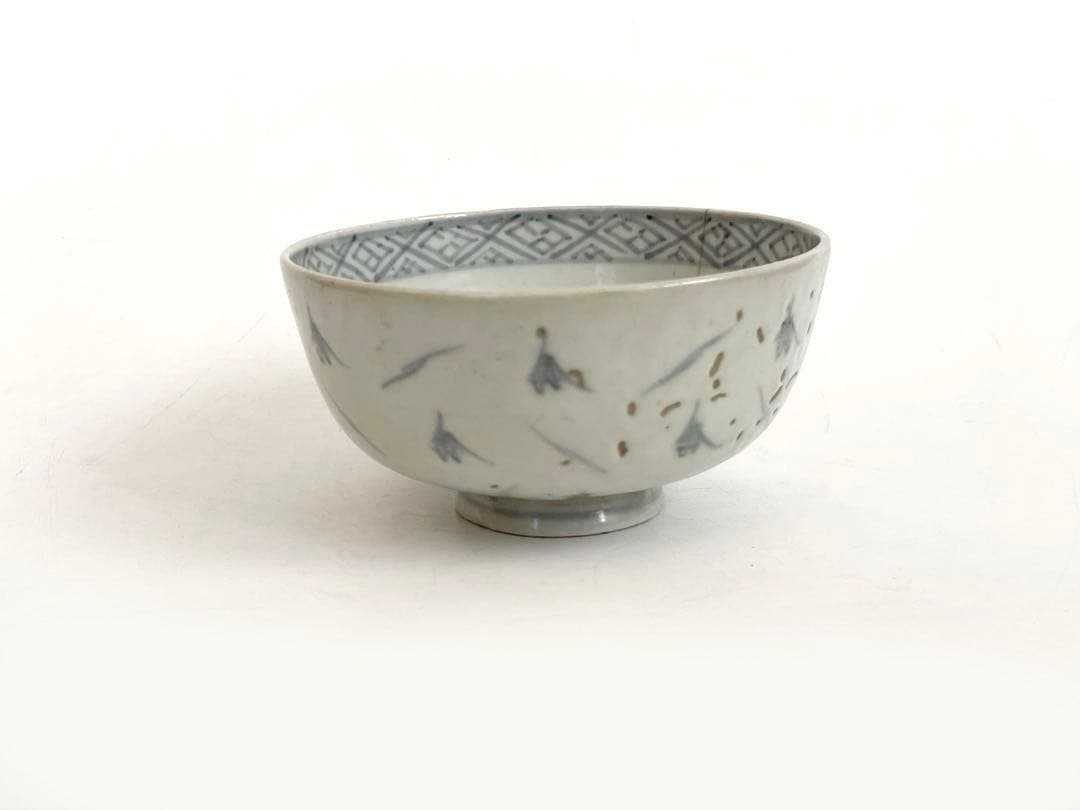 骨董　アンティーク　金継ぎ用　古伊万里　染付　　蜂　虫　模様　碗