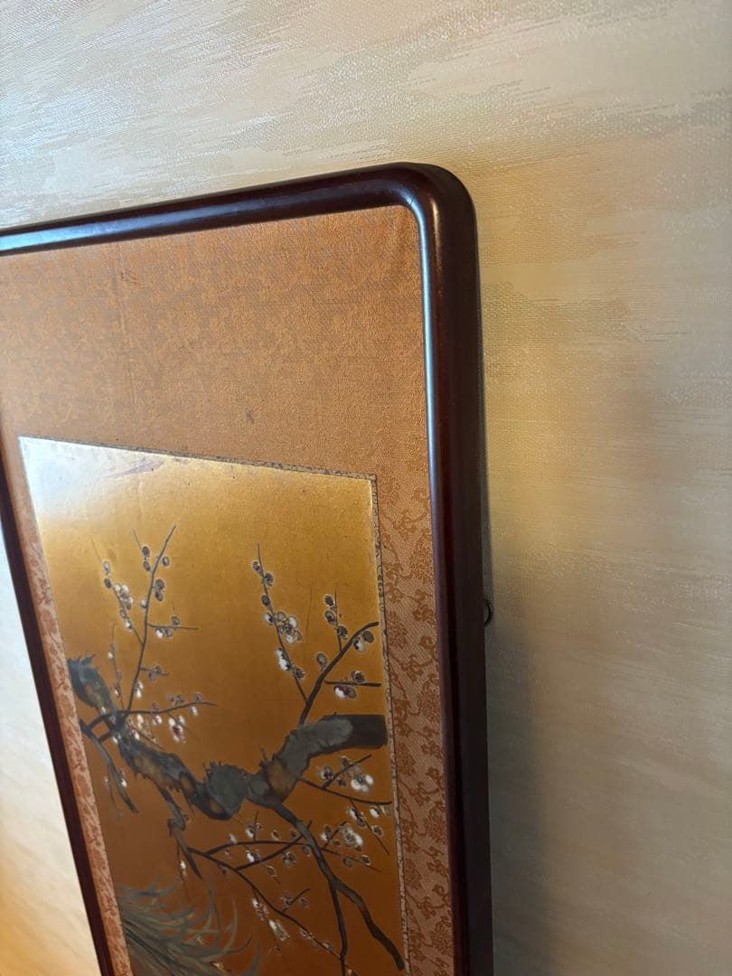 桜と草花の日本画 金箔使用