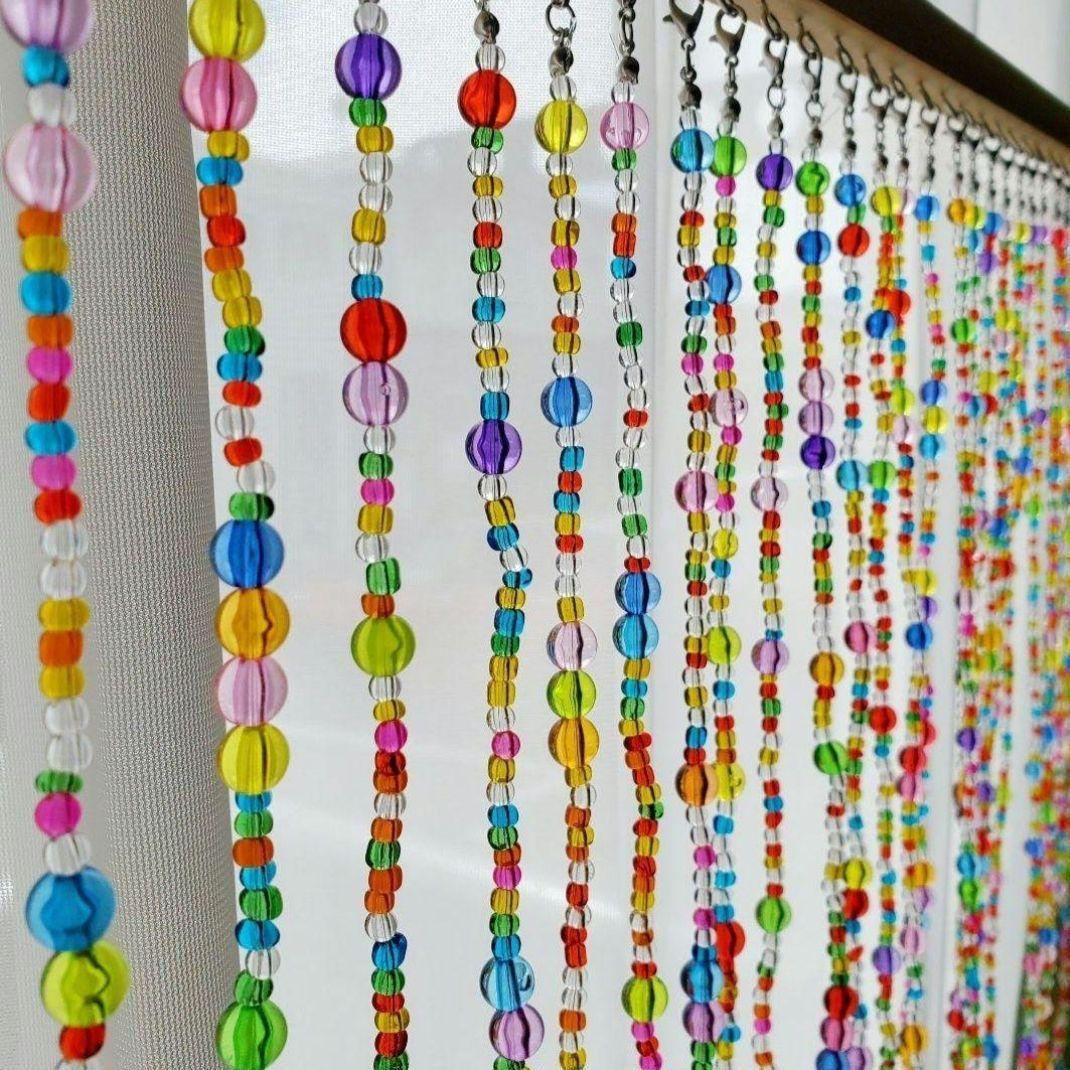 ビーズのれん 珠暖簾 昭和レトロ ポップ ビーズ カラフル ガラス