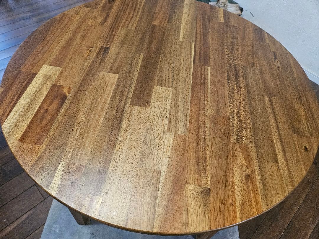 ikea 無垢材 丸テーブル