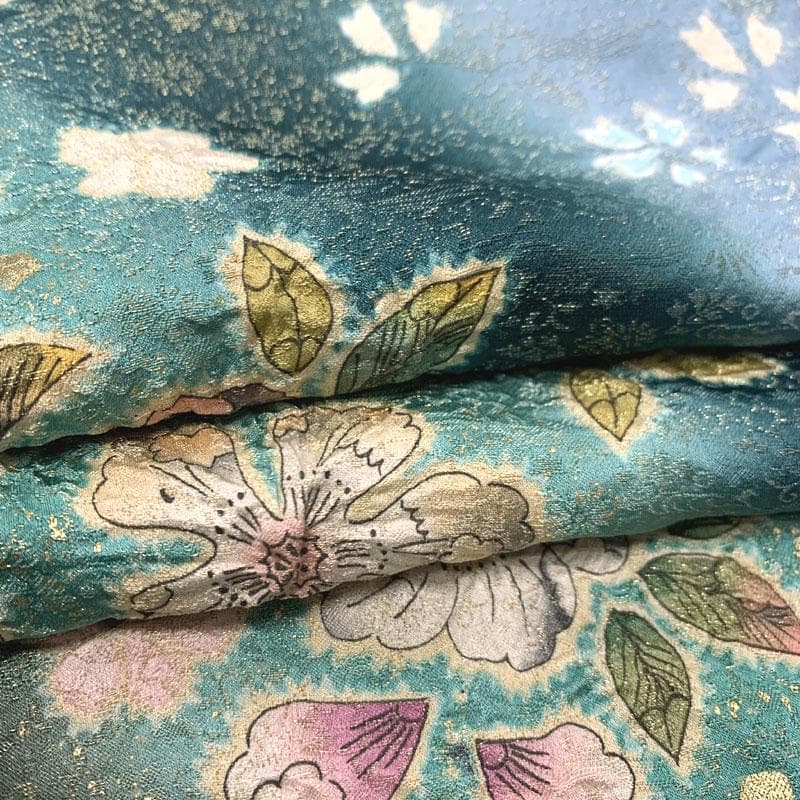 511z11〇緑 翠山工房 徳永憲峯 振袖 地紋 金通し 辻が花〇成人