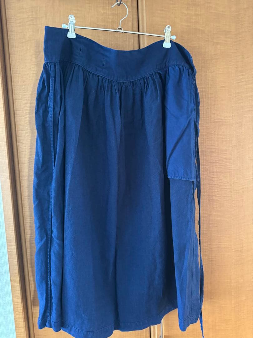 えみおわす　リネン　ラップスカート藍染