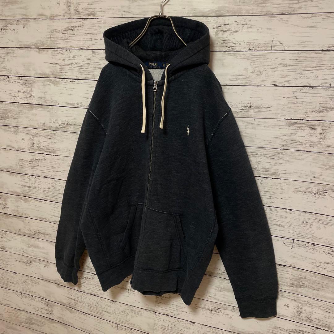 1002【人気XLサイズ】ラルフローレン♤刺繍ロゴ　パーカー　希少　即完売　美品