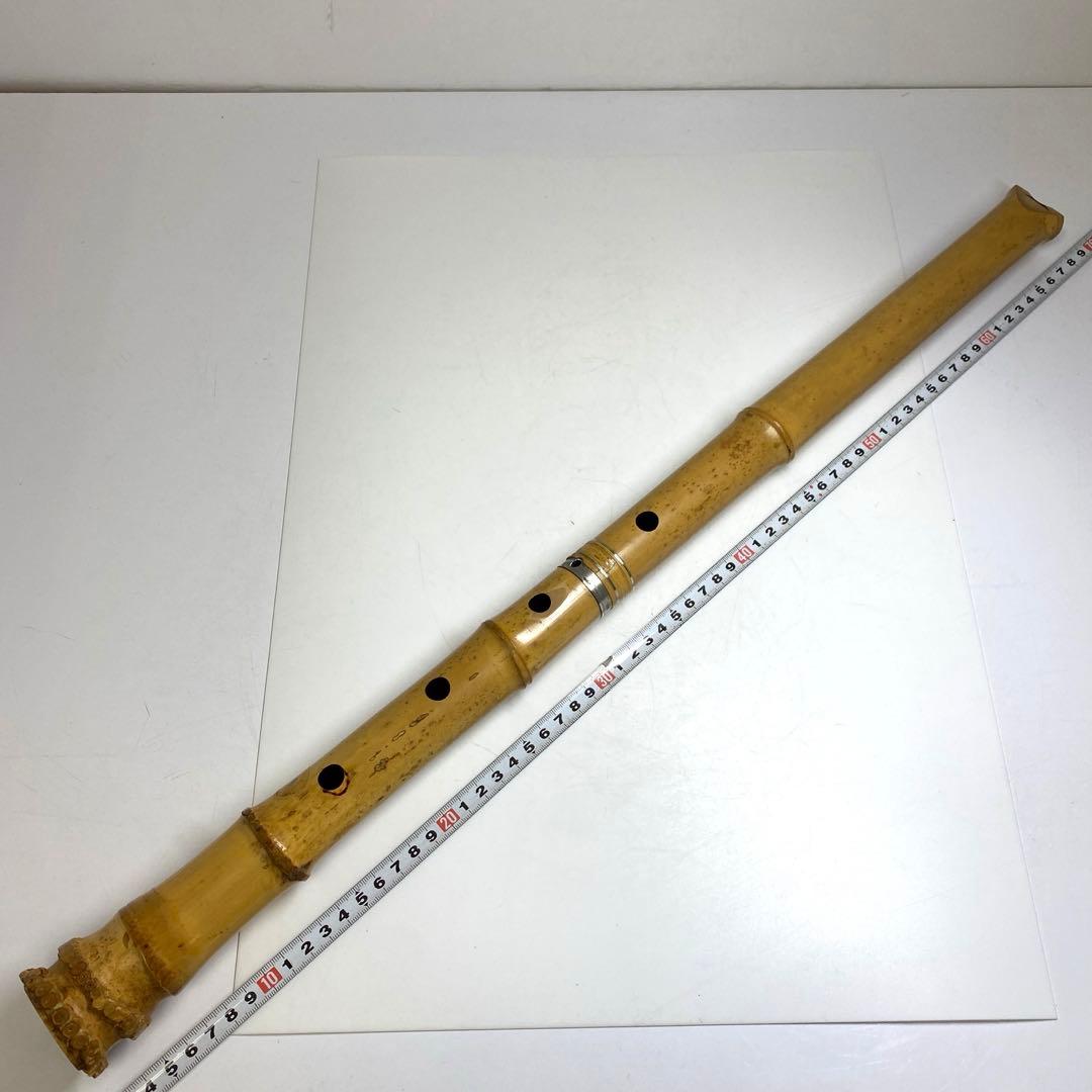 鳳舟 銀三線尺八 65cm 東7-1026①