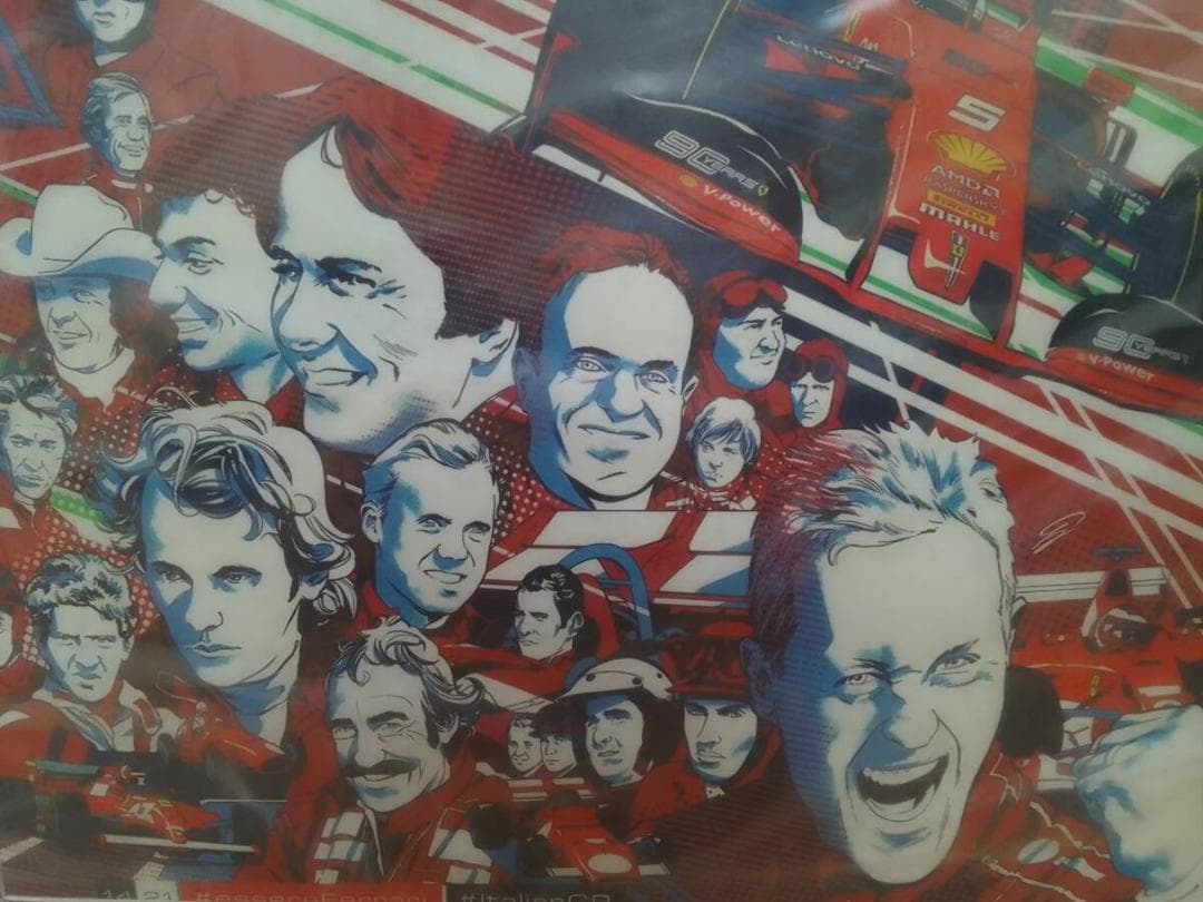 2019年イタリアGP フェラーリ額装ポスター ルクレールシューマッハライコネン