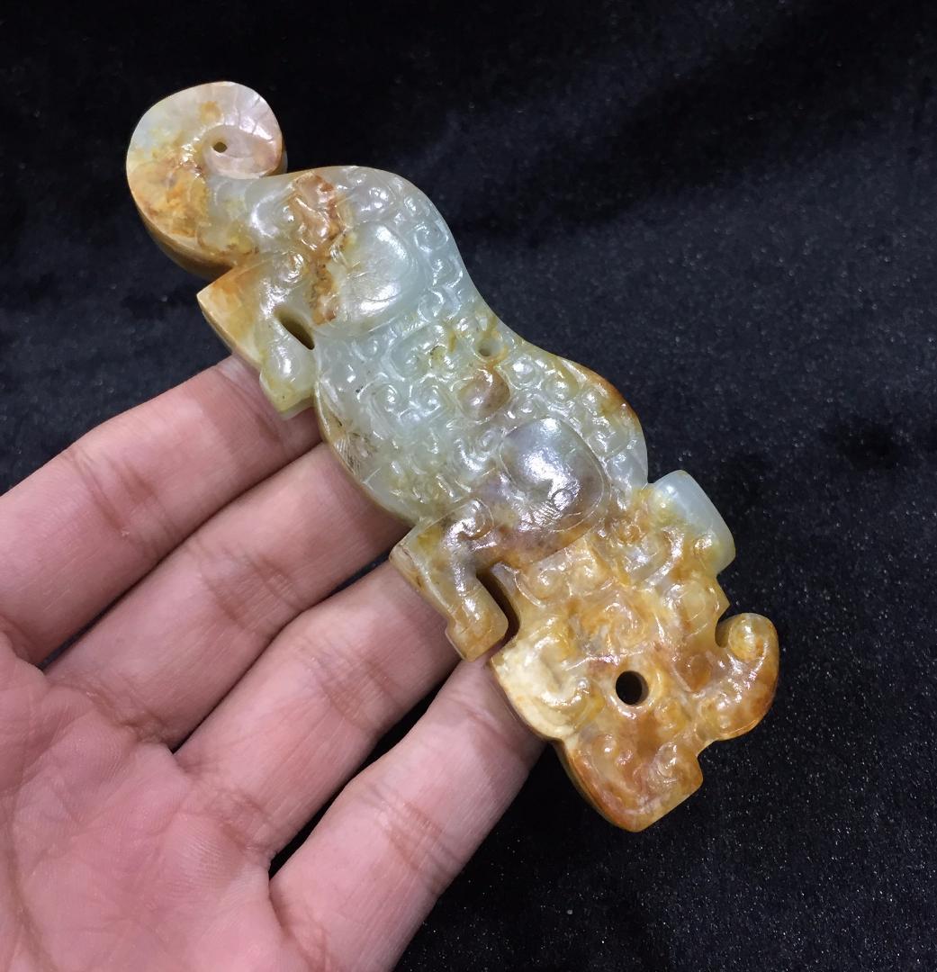 漢代 螭竜紋玉勒佩 古玉老玉和田玉装身具 中国美術ペンダント骨董收藏