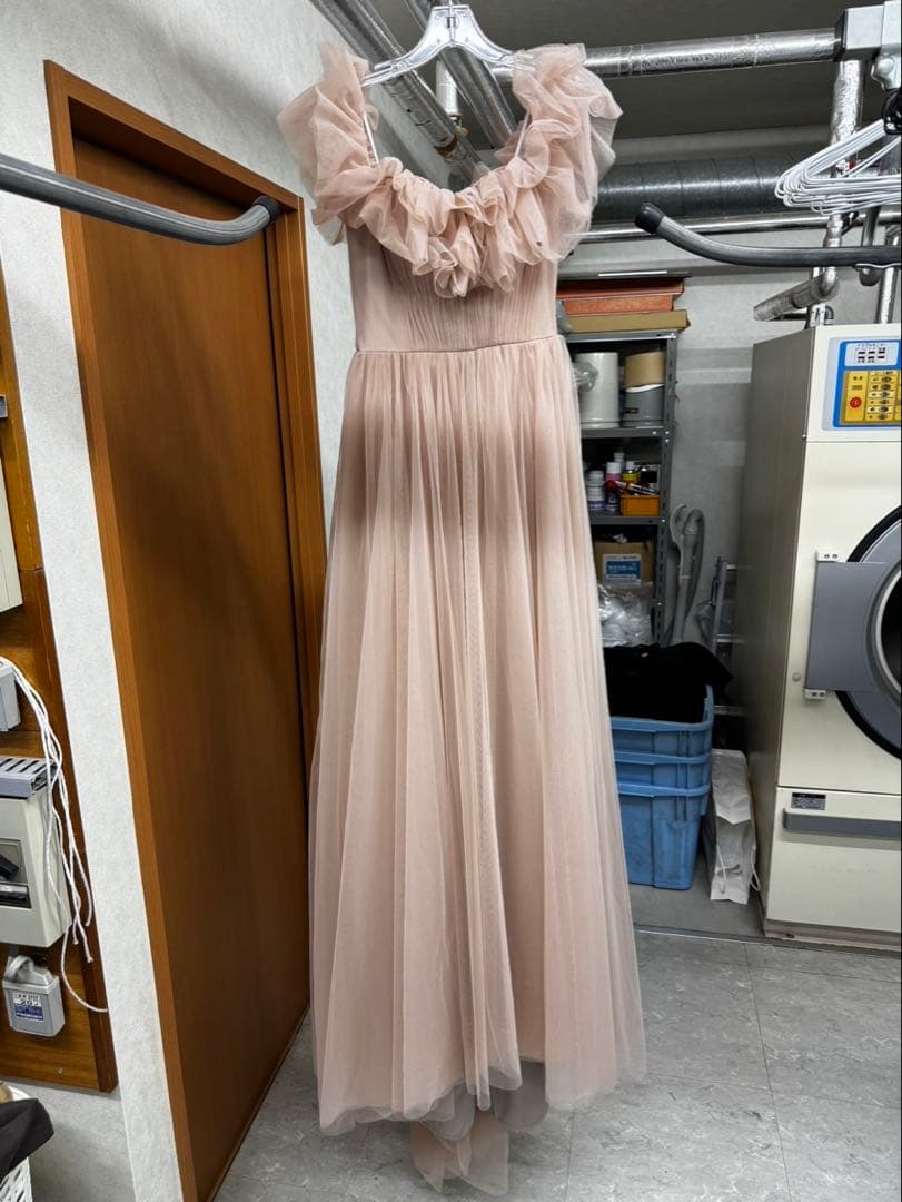 よ*ゅ様 ドレスプロダクション　フリルオフショルダーチュールドレス　ピンクブラウ