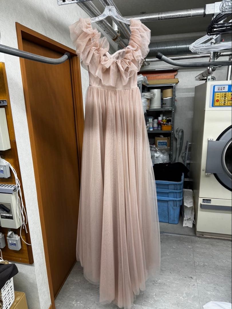 よ*ゅ様 ドレスプロダクション　フリルオフショルダーチュールドレス　ピンクブラウ