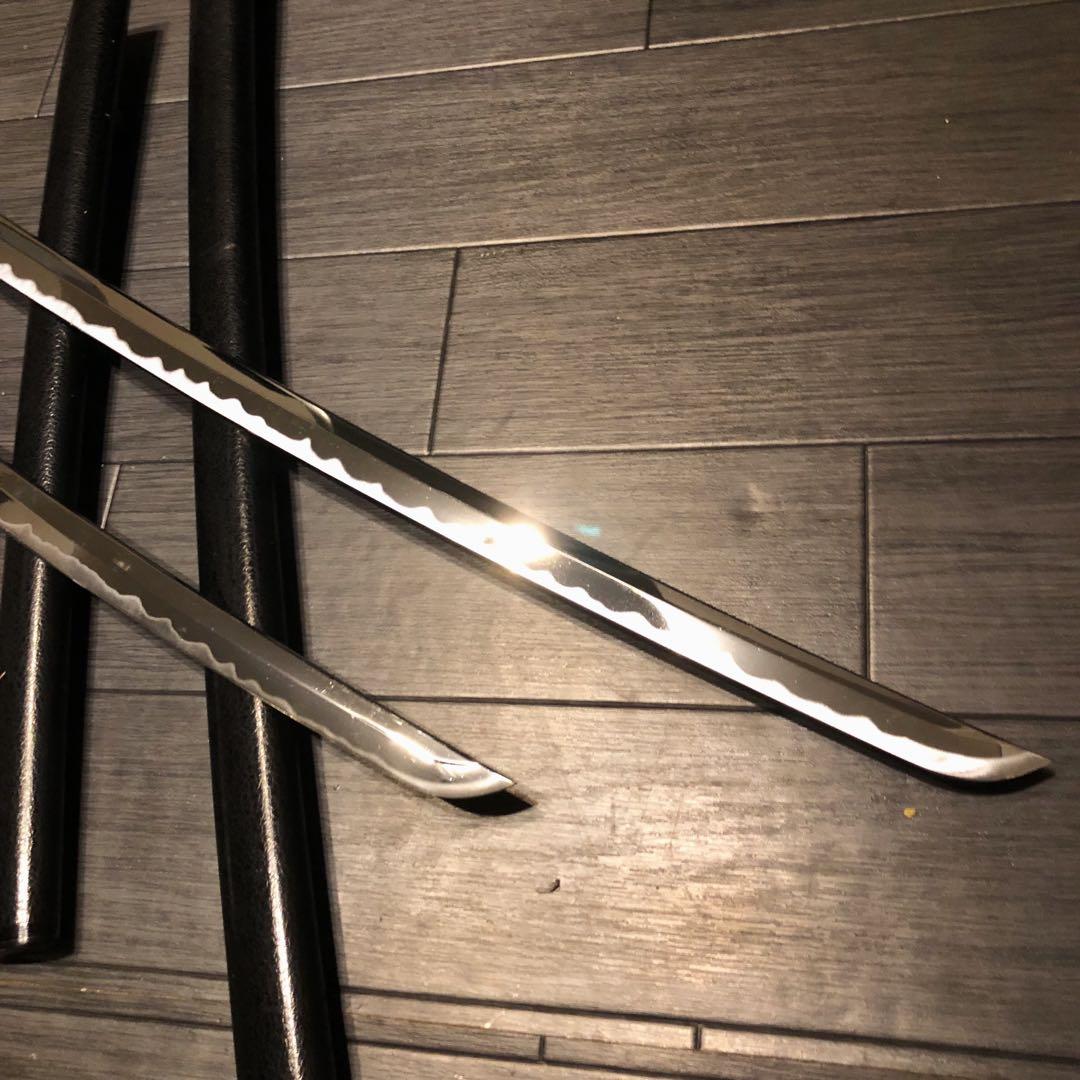 高級模造刀　居合刀　 2本セット　美術刀剣　太刀　脇差　大小セット　黒拵え