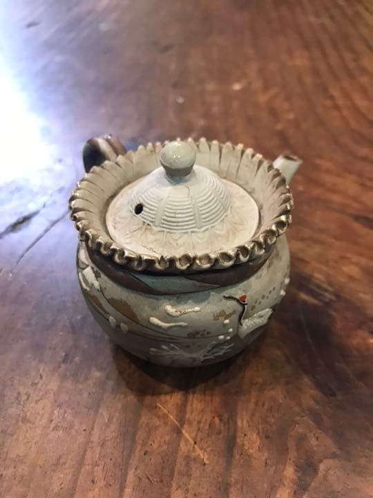 万古焼 富士山に鶴紋急須 煎茶道具 中国