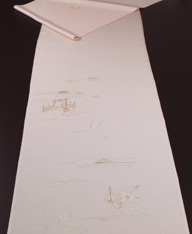 新品 送料込 正絹 手描き 京友禅 附け下げ サーモンピンク系 反物 新品