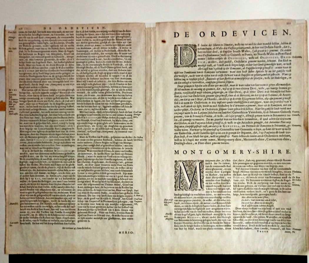 額装品 西洋古地図 1664年 J.ブラウ ウェールズ・モンゴメリー州