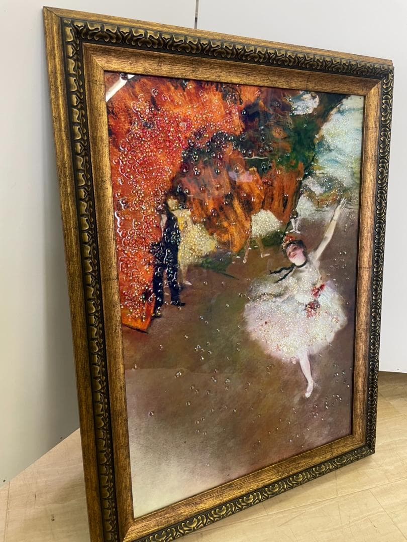 ドガ　エトワール　舞台の踊り子　水晶絵　名画　絵画　額縁　額絵　壁掛け　アート