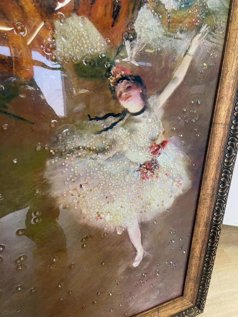 ドガ　エトワール　舞台の踊り子　水晶絵　名画　絵画　額縁　額絵　壁掛け　アート