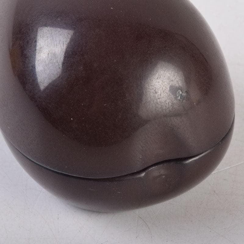 茶道具　漆塗　内銀溜　茄子形　香合　時代箱　V　8547