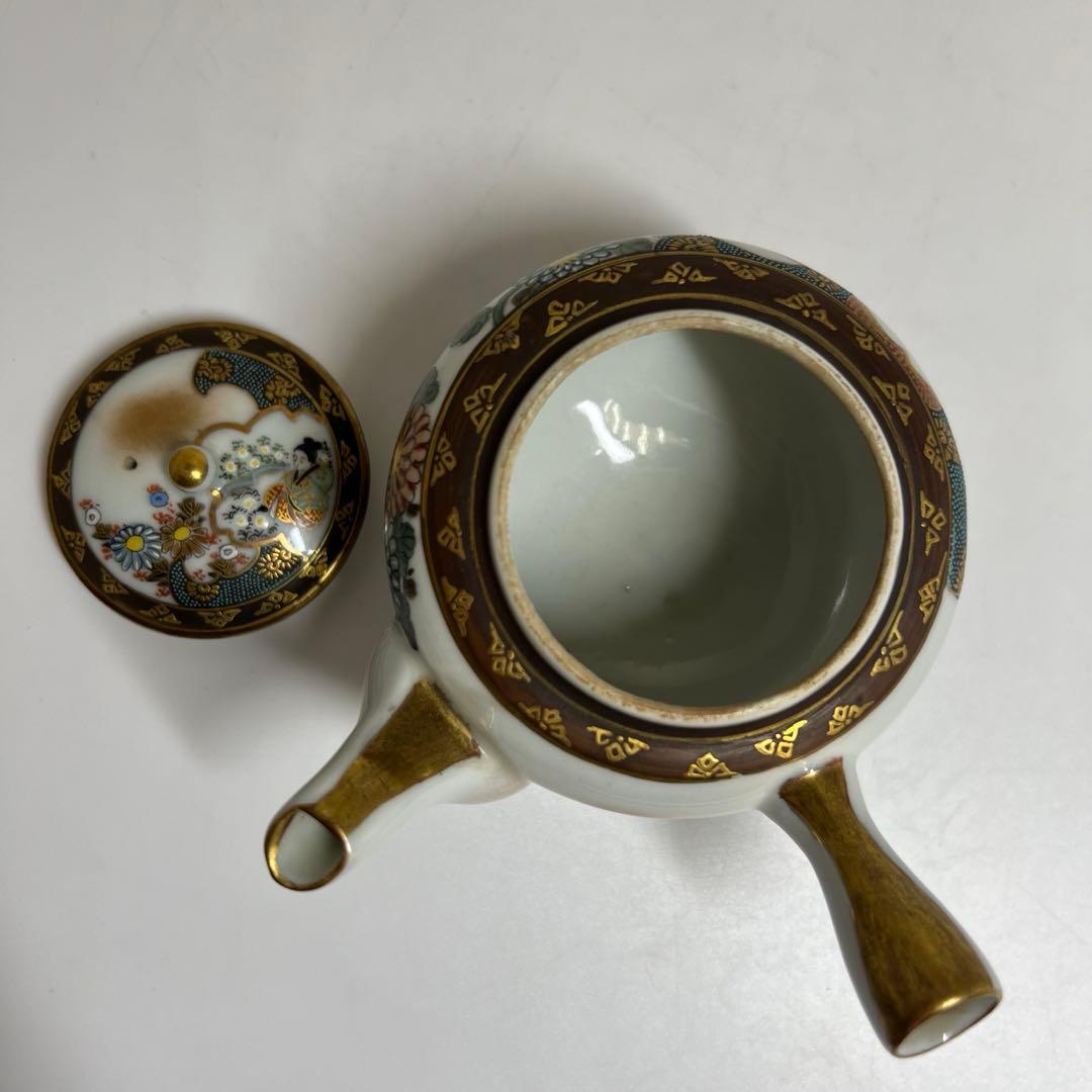 明治時代 九谷焼 上手青粒金襴手 煎茶器セット 東K8-0111☆2F