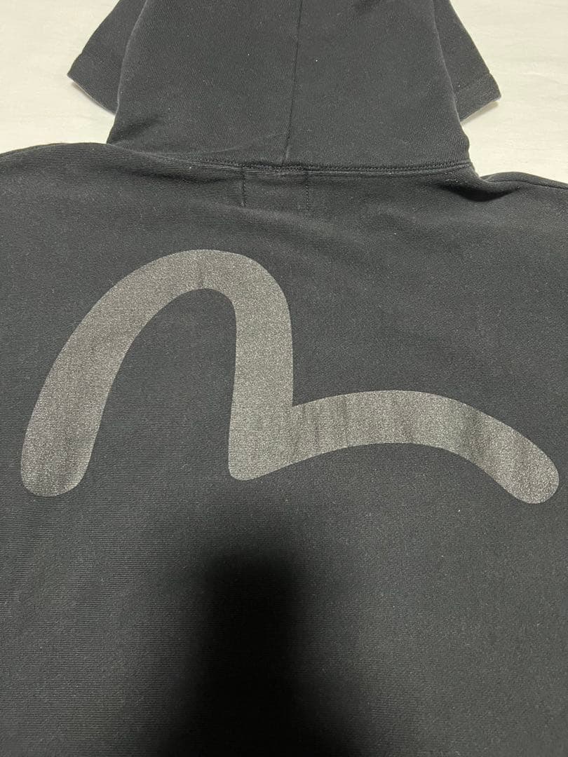 EVISU パーカー　42サイズ　黒カモメ　ブラック　裏起毛　フーディー　刺繍