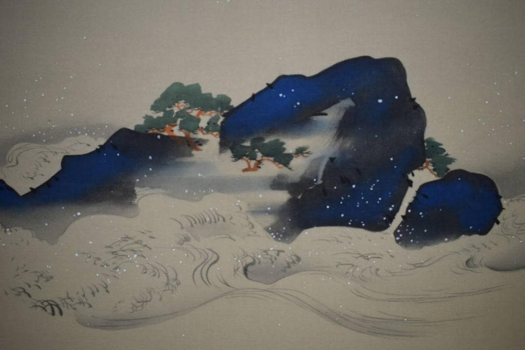 複製/酒井抱一/蓬莱之図/鶴亀図/蓬莱山/工芸/大幅/布袋屋掛軸HJ-596