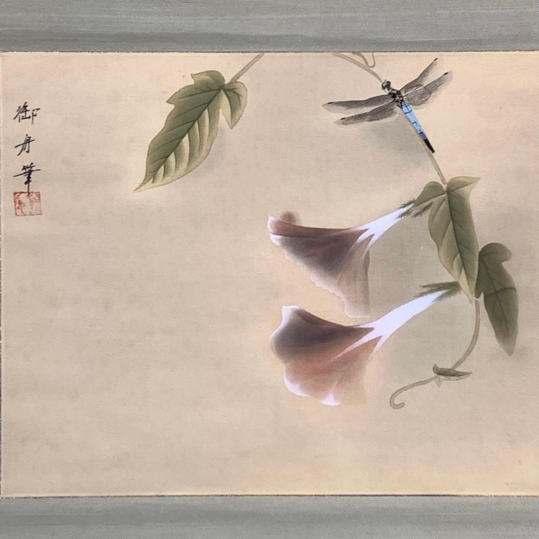 掛軸 1-37 速水御舟 朝顔 箱なし 工芸 花 蜻蛉 とんぼ - メルカリ