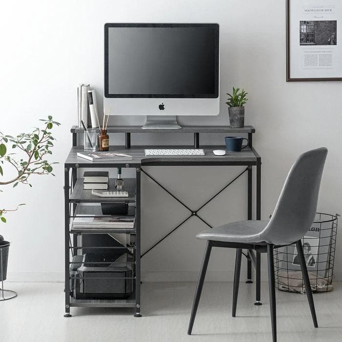 【未開封品】エア・リゾーム パソコンデスク L字 90cm幅 グレー