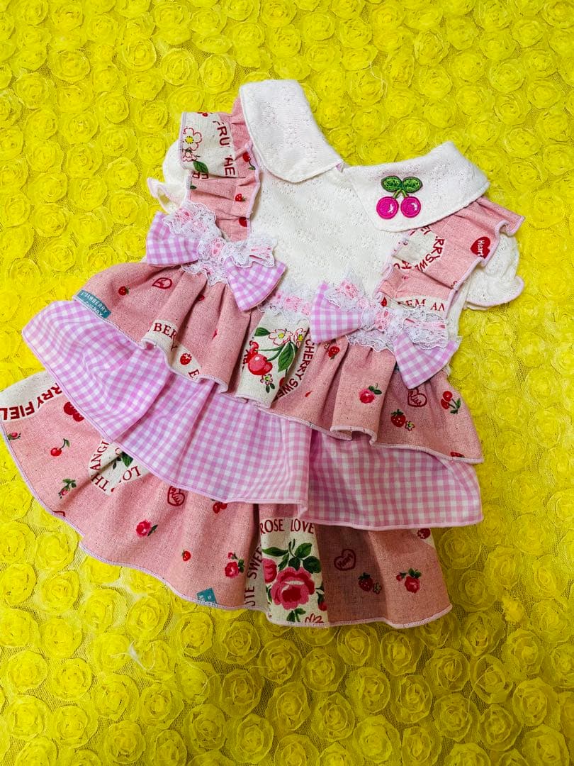 plnmylove様専用 犬服 ハンドメイド わんこ服 襟付き3段フリルお散歩ワ
