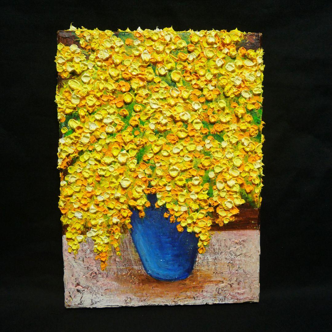 油絵 油彩 油彩画 絵 絵画【ミモザ】F4号 - メルカリ